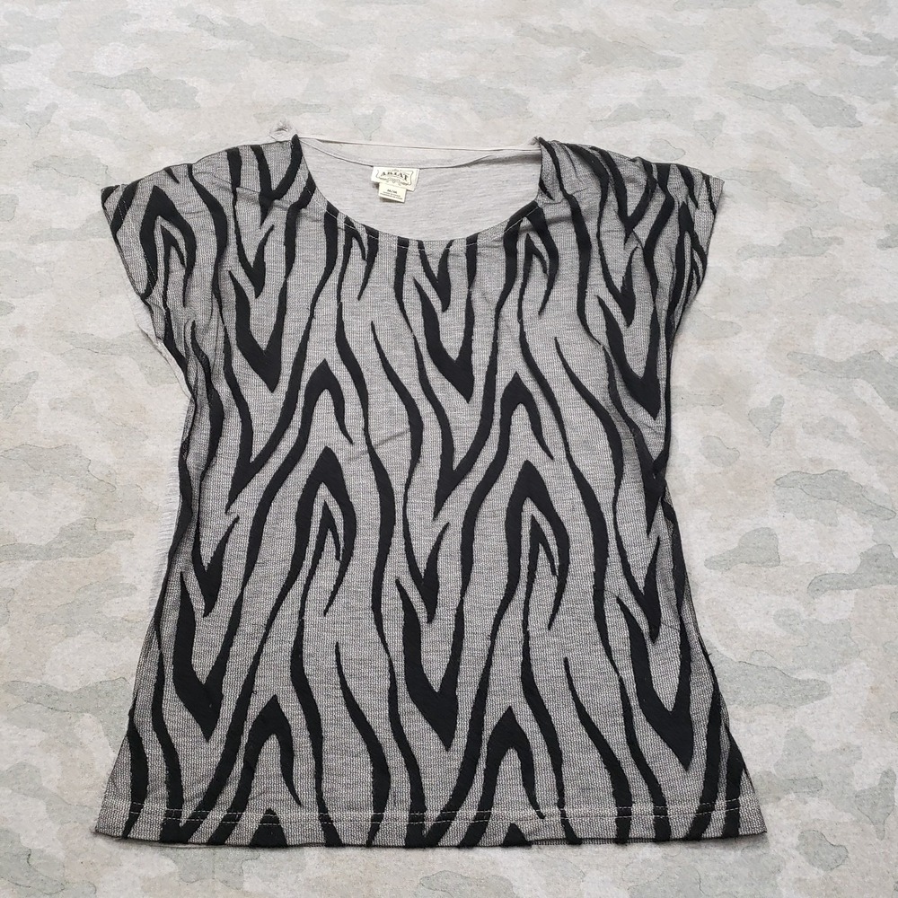 Ariat Top Womens Medium Gray‎ Striped Western Short Sleeve